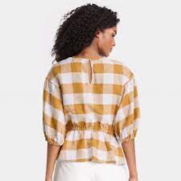 Perfect for FALL Women's Plus Size Balloon Elbow Sleeve Popover Blouse - Picture 2 of 2